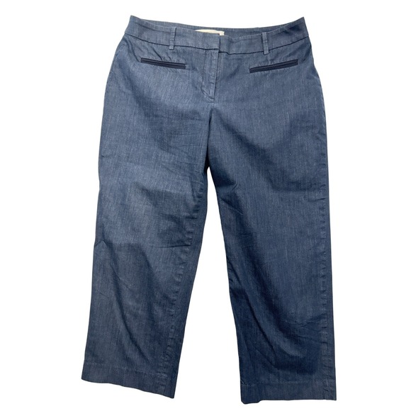 LOFT Pants - Loft Pants Womens 8 Blue Julie Fit Cropped Straight Leg Trousers